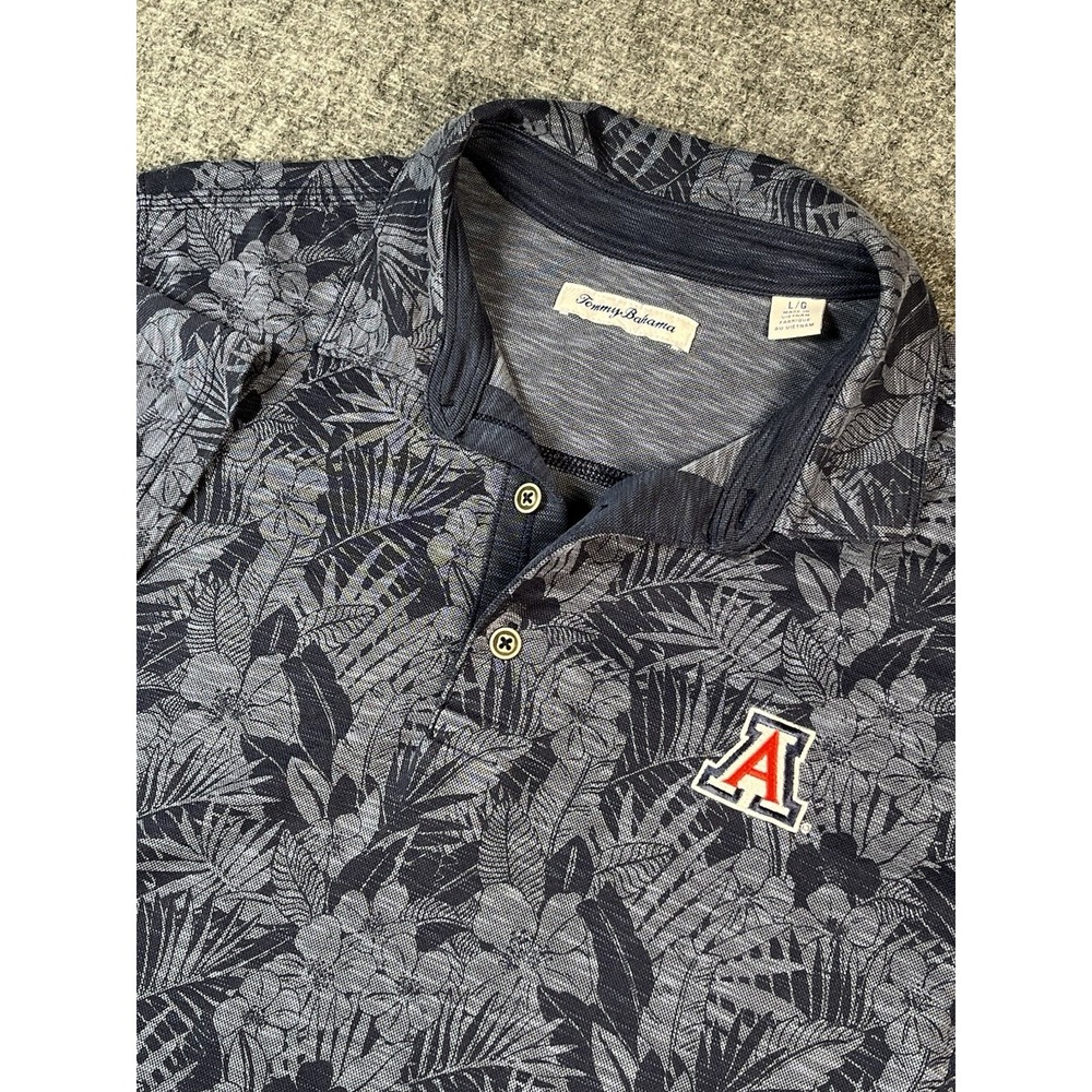 Tommy Bahama University of Arizona Floral Beach Polo-Blue-Men Large Hawaiian New